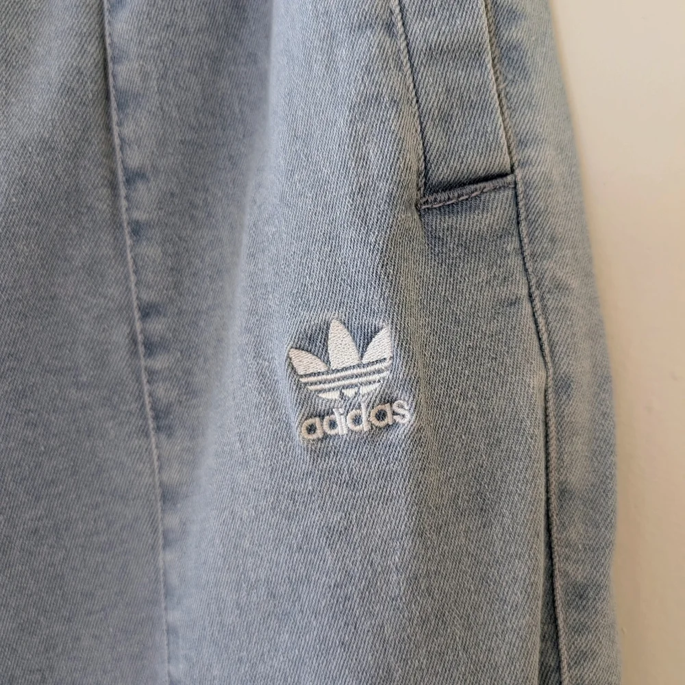 Adidas Always Original Denim Track Pants Jeans Wide Leg Light Blue Wash Small - Picture 10 of 17